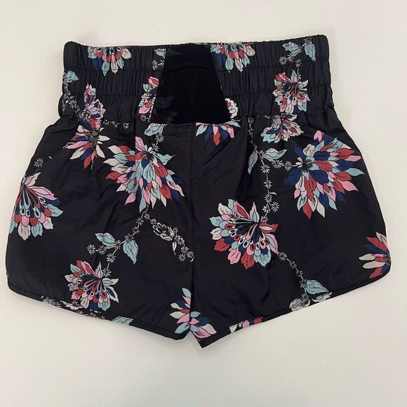 Free People Womens Black Floral Print Blue The Way Home Short Size Large - Picture 2 of 4